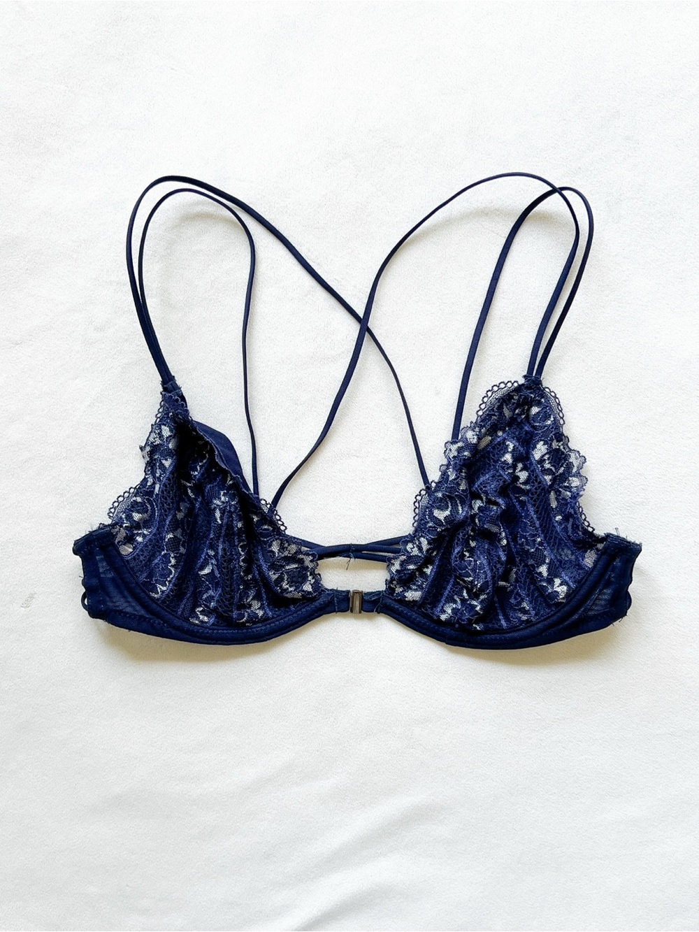 Navy Lace Strappy Bralette